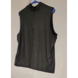 Laura Ashley Woman 1X lime black zip neck stretch knit tank top shell shirt xl